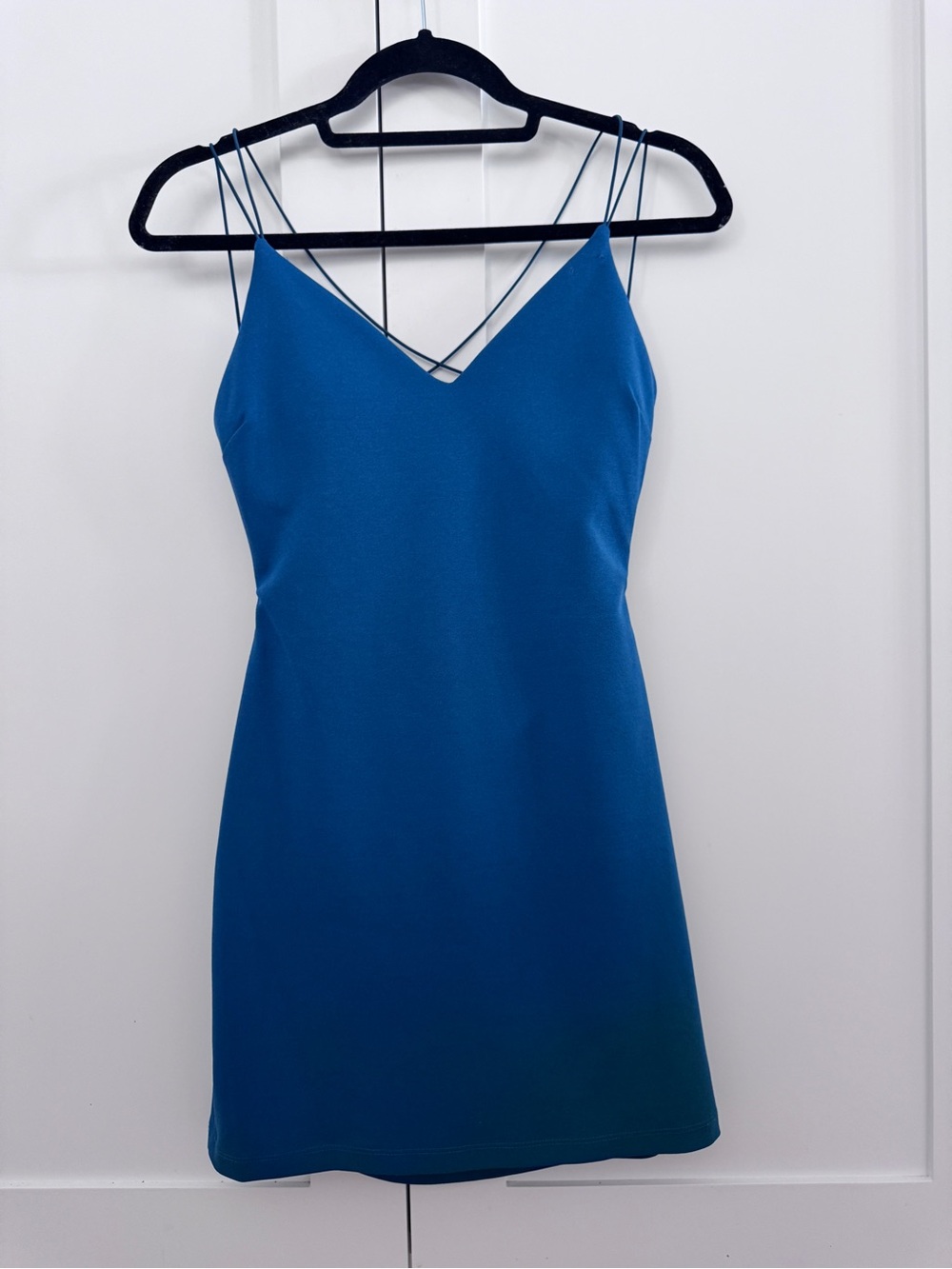 Windsor Teal Strappy V-Neck Mini Dress